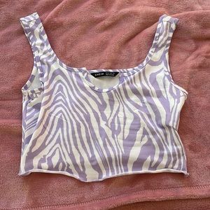 Shein purple and white zebra print tank top